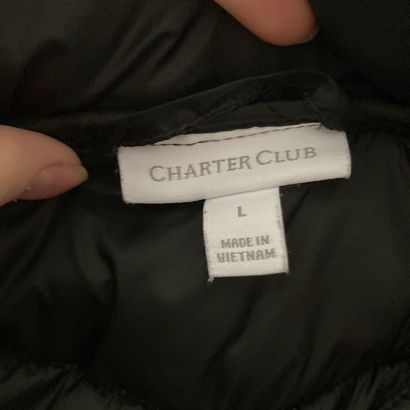 Charter Club Packable Hooded Puffer Coat Size Large Black - Picture 5 of 6
